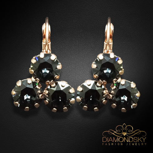 Auskarai "Kristalo Ponios II (Grafitas)" su Swarovski™ kristalais